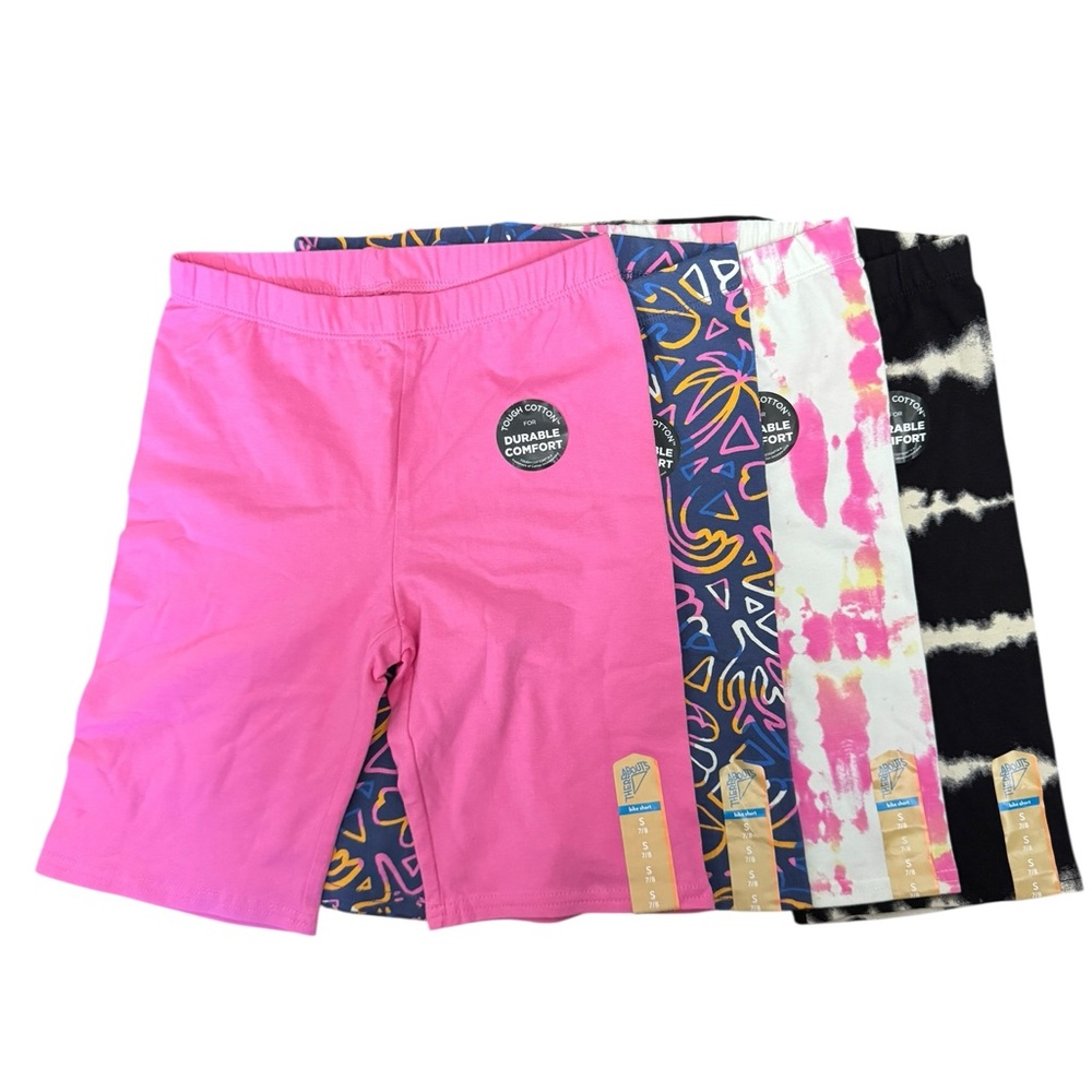 NEW thereabouts Girls' Biker Shorts Bundle Size Small Pink Tye Dye Black